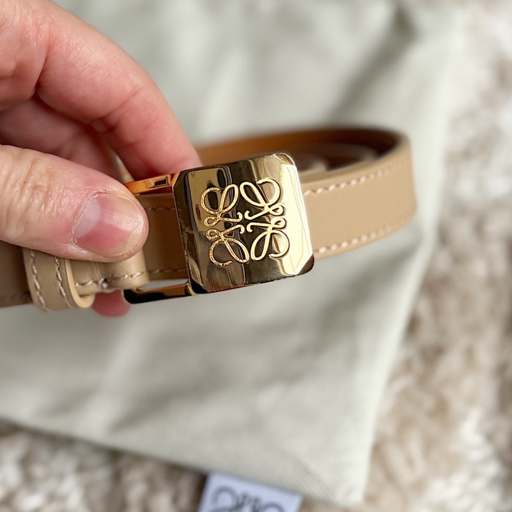 LOEWE Amazona Padlock Belt - Dark Butter/Gold size 85/34 authentic!